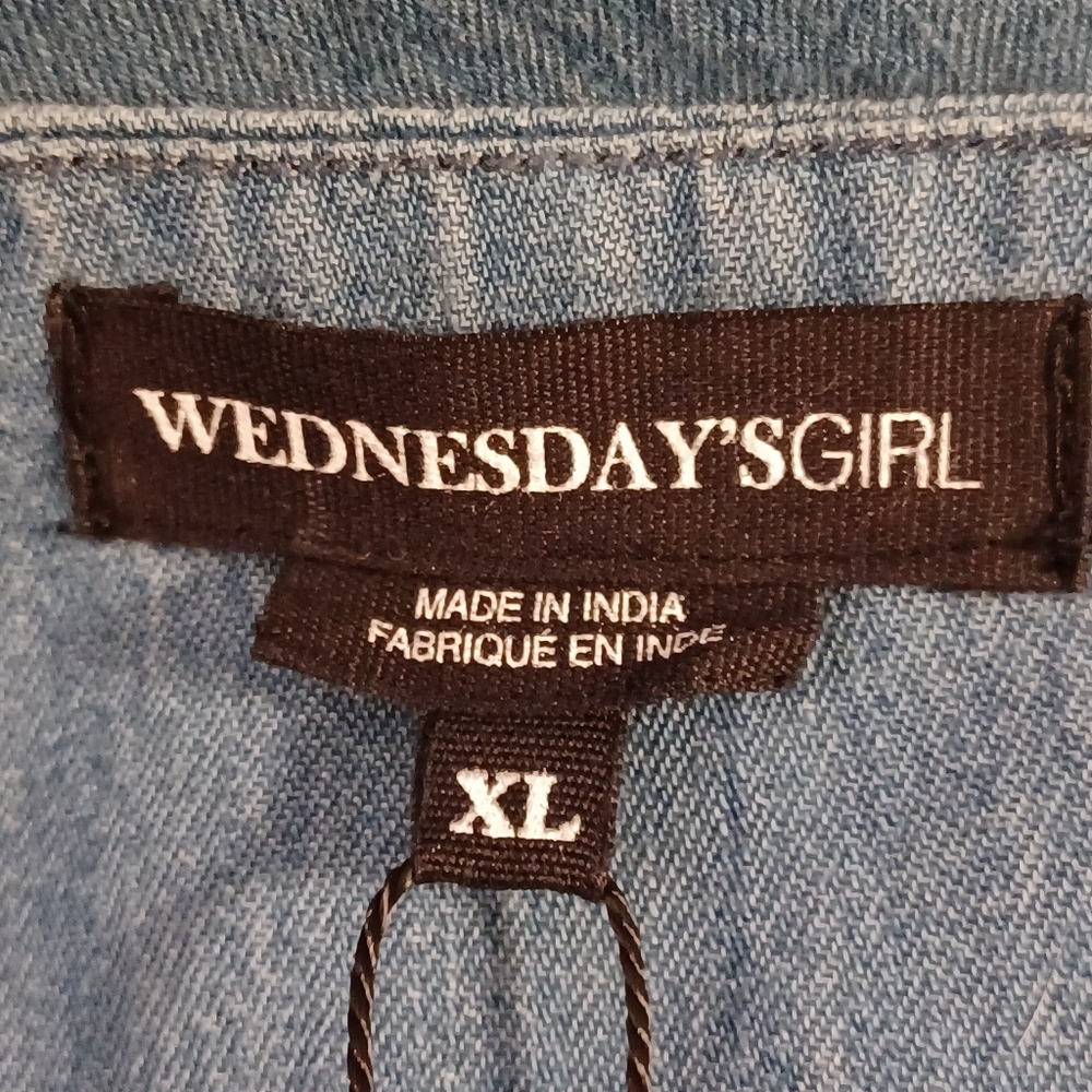 Wednesday Girl Chambray Blue Midi Skirt With Gathers. Size XL - Picture 11 of 15